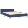 Estructura de cama con cabecero tela azul 120x190 cm de , Camas y somieres - Ref: Foro24-3270547, Precio: 168,63 €, Descuento: %