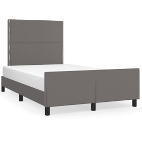 Bed frame with headboard gray synthetic leather 120x190 cm by , Beds and slatted bases - Ref: Foro24-3270558, Price: 165,31 €...