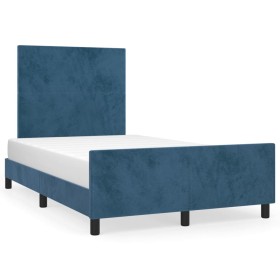 Dark blue velvet bed frame with headboard 120x190 cm by , Beds and slatted bases - Ref: Foro24-3270570, Price: 166,25 €, Disc...