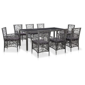 Conjunto de comedor de jardín 9 piezas ratán sintético gris de vidaXL, Conjuntos de jardín - Ref: Foro24-45992, Precio: 600,9...