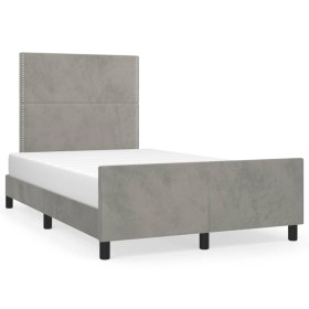 Bed frame with light gray velvet headboard 120x190 cm by , Beds and slatted bases - Ref: Foro24-3270572, Price: 162,95 €, Dis...