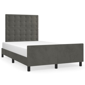 Dark gray velvet bed frame with headboard 120x190 cm by , Beds and slatted bases - Ref: Foro24-3270603, Price: 166,88 €, Disc...