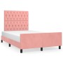 Estructura de cama con cabecero terciopelo rosa 120x190 cm