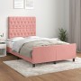Estructura de cama con cabecero terciopelo rosa 120x190 cm