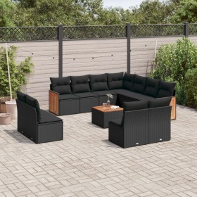 Garden sofa set 12 pieces with black synthetic rattan cushions by , Garden sets - Ref: Foro24-3260172, Price: 731,17 €, Disco...