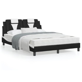 Estructura cama cabecero cuero sintético negro blanco 120x200cm de , Camas y somieres - Ref: Foro24-3208087, Precio: 169,99 €...