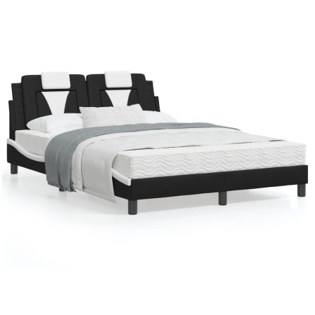 Estructura cama cabecero cuero sintético negro blanco 120x200cm de , Camas y somieres - Ref: Foro24-3208087, Precio: 174,37 €...