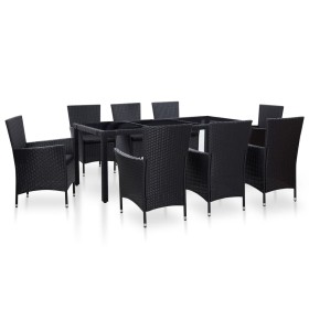 Juego de comedor de jardín 9 piezas ratán sintético negro de vidaXL, Conjuntos de jardín - Ref: Foro24-45976, Precio: 599,45 ...