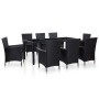 Garden dining set 9 pieces black synthetic rattan by vidaXL, Garden sets - Ref: Foro24-45976, Price: 625,58 €, Discount: %