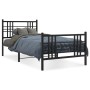 Bed frame with headboard and black metal footboard 90x190 cm by , Beds and slatted bases - Ref: Foro24-376334, Price: 79,59 €...