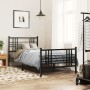 Bed frame with headboard and black metal footboard 90x190 cm by , Beds and slatted bases - Ref: Foro24-376334, Price: 79,59 €...