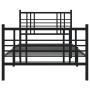 Bed frame with headboard and black metal footboard 90x190 cm by , Beds and slatted bases - Ref: Foro24-376334, Price: 79,59 €...