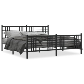 Black metal headboard and footboard bed frame 193x203 cm by , Beds and slatted bases - Ref: Foro24-376348, Price: 139,40 €, D...