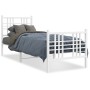 Metal bed frame with headboard and footboard white 75x190 cm by , Beds and slatted bases - Ref: Foro24-376381, Price: 76,29 €...