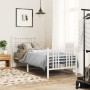 Metal bed frame with headboard and footboard white 75x190 cm by , Beds and slatted bases - Ref: Foro24-376381, Price: 76,29 €...