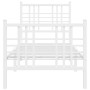 Metal bed frame with headboard and footboard white 75x190 cm by , Beds and slatted bases - Ref: Foro24-376381, Price: 76,29 €...