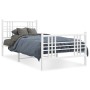 Metal bed frame with headboard and footboard white 90x190 cm by , Beds and slatted bases - Ref: Foro24-376383, Price: 79,99 €...