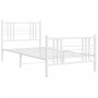 Metal bed frame with headboard and footboard white 90x190 cm by , Beds and slatted bases - Ref: Foro24-376383, Price: 79,99 €...