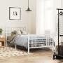 Metal bed frame with headboard and footboard white 90x190 cm by , Beds and slatted bases - Ref: Foro24-376383, Price: 79,99 €...