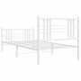 Metal bed frame with headboard and footboard white 90x190 cm by , Beds and slatted bases - Ref: Foro24-376383, Price: 79,99 €...