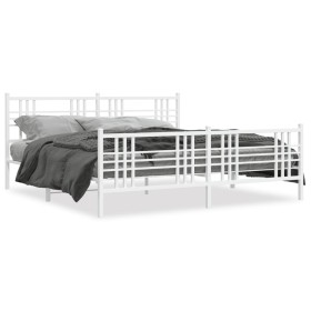 Metal bed frame with headboard and white footboard 180x200 cm by , Beds and slatted bases - Ref: Foro24-376395, Price: 136,99...