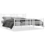 Metal bed frame with headboard and white footboard 180x200 cm by , Beds and slatted bases - Ref: Foro24-376395, Price: 136,09...