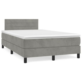 Boxspringbett mit hellgrauer Samtmatratze 120x190 cm von , Betten und Lattenroste - Ref: Foro24-3269843, Preis: 372,87 €, Rab...