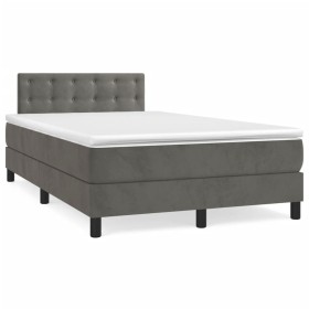 Box spring bed with dark gray velvet mattress 120x190 cm by , Beds and slatted bases - Ref: Foro24-3269862, Price: 372,75 €, ...