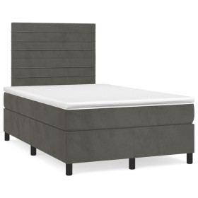 Box spring bed with dark gray velvet mattress 120x190 cm by , Beds and slatted bases - Ref: Foro24-3270002, Price: 423,99 €, ...