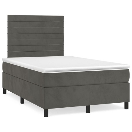 Box spring bed with dark gray velvet mattress 120x190 cm by , Beds and slatted bases - Ref: Foro24-3270002, Price: 409,32 €, ...