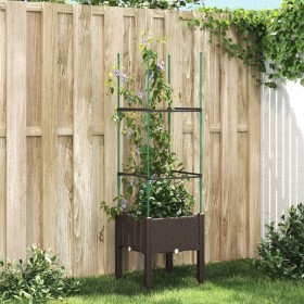 Planter with brown PP trellis 40x40x142.5 cm by , Pots and planters - Ref: Foro24-367950, Price: 30,95 €, Discount: %