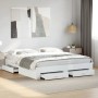 Estructura cama con cajones madera ingeniería blanca 200x200 cm de , Camas y somieres - Ref: Foro24-3280356, Precio: 231,07 €...