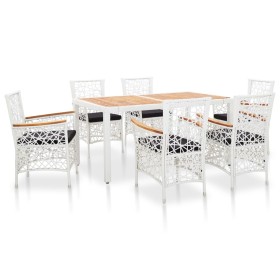 Garden dining set 7 pieces white synthetic rattan by vidaXL, Garden sets - Ref: Foro24-45997, Price: 806,99 €, Discount: %