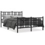 Bed frame with headboard and black metal footboard 137x190 cm by , Beds and slatted bases - Ref: Foro24-376341, Price: 124,57...