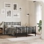 Bed frame with headboard and black metal footboard 137x190 cm by , Beds and slatted bases - Ref: Foro24-376341, Price: 124,57...