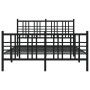 Bed frame with headboard and black metal footboard 137x190 cm by , Beds and slatted bases - Ref: Foro24-376341, Price: 124,57...