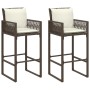 Kitchen stools with cushions 2 pcs brown synthetic rattan by , Garden chairs - Ref: Foro24-368706, Price: 166,99 €, Discount: %