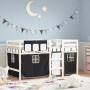 Cama alta niños con cortinas madera pino blanco negro 80x200 cm de , Camas y somieres - Ref: Foro24-3283811, Precio: 181,55 €...