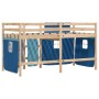 High bed for children with blue pine wood curtains 90x200 cm by , Beds and slatted bases - Ref: Foro24-3283818, Price: 155,99...