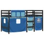 Cama alta para niños con cortinas madera pino azul 90x200 cm de , Camas y somieres - Ref: Foro24-3283824, Precio: 184,80 €, D...