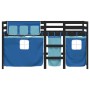 Cama alta para niños con cortinas madera pino azul 90x200 cm de , Camas y somieres - Ref: Foro24-3283824, Precio: 184,71 €, D...