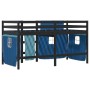 Cama alta para niños con cortinas madera pino azul 90x200 cm de , Camas y somieres - Ref: Foro24-3283824, Precio: 184,80 €, D...