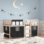 Children's loft bed with black white pine wood curtains 90x190 cm by , Beds and slatted bases - Ref: Foro24-3283826, Price: 1...