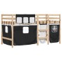 Children's loft bed with black white pine wood curtains 90x190 cm by , Beds and slatted bases - Ref: Foro24-3283826, Price: 1...