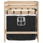 Children's loft bed with black white pine wood curtains 90x190 cm by , Beds and slatted bases - Ref: Foro24-3283826, Price: 1...