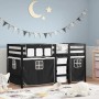 Children's loft bed with black white pine wood curtains 90x190 cm by , Beds and slatted bases - Ref: Foro24-3283832, Price: 1...