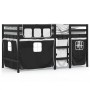 Cama alta niños con cortinas madera pino blanco negro 90x190 cm de , Camas y somieres - Ref: Foro24-3283832, Precio: 187,70 €...