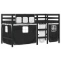 Cama alta niños con cortinas madera pino blanco negro 90x190 cm de , Camas y somieres - Ref: Foro24-3283832, Precio: 182,99 €...