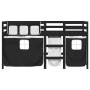 Cama alta niños con cortinas madera pino blanco negro 90x190 cm de , Camas y somieres - Ref: Foro24-3283832, Precio: 182,99 €...