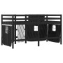 Cama alta niños con cortinas madera pino blanco negro 90x190 cm de , Camas y somieres - Ref: Foro24-3283832, Precio: 187,70 €...